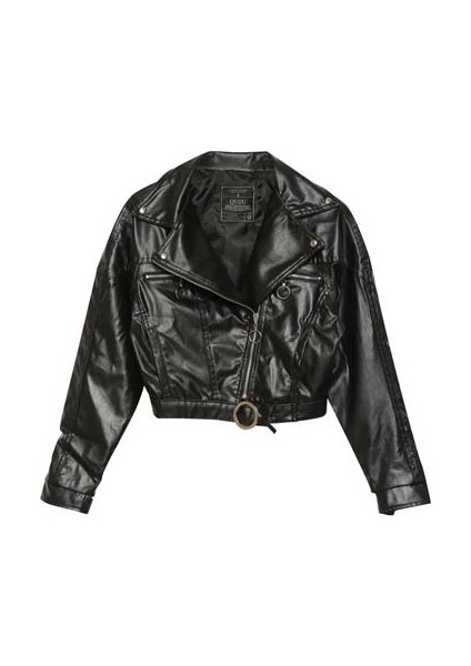 Önü Fermuarlı Siyah Kadın Deri Ceket 54023 fiyatları