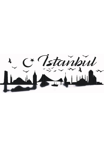 Istanbul Silueti Temalı Sticker (Tip 2) 20 x 8 cm