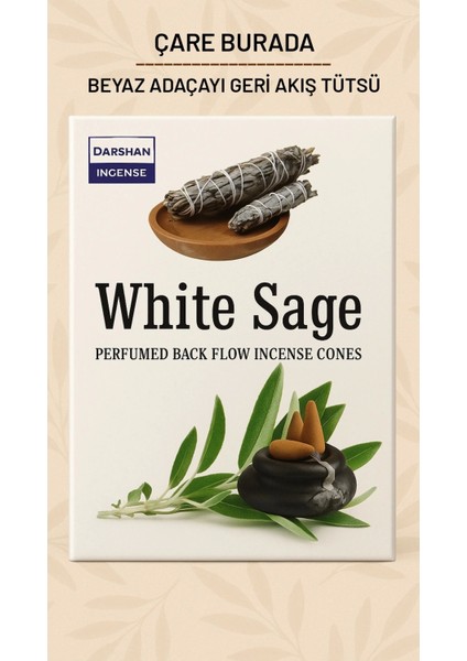Darshan Incense - Beyaz Adaçayı Geri Akış Tütsü (10 Adet Geri Akış Tütsü)