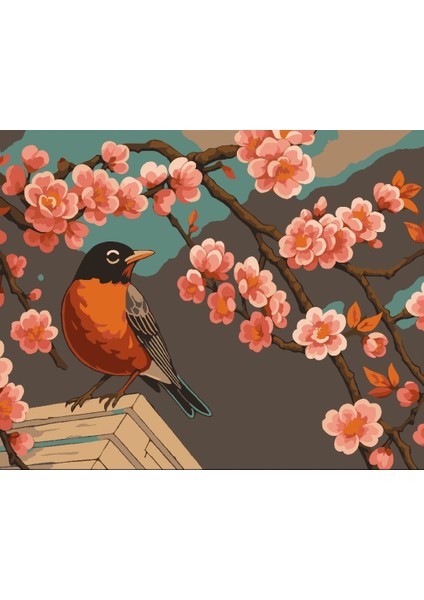 Sayılarla Boyama Seti 40X50 cm (Çıtalı) Fırça Boya Dahil Numaralı Tuval Kuş ve Bahar Çiçekleri fiyatları