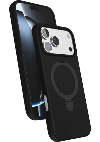 iPhone 17 Pro Max Kılıf Magsafe Halkalı Extra Standlı Içi Kadife Yumuşak Renkli Silikon Kapak