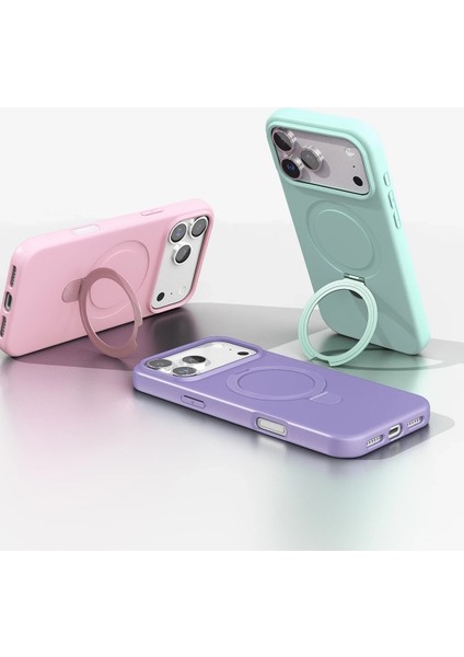 iPhone 17 Pro Kılıf Magsafe Halkalı Extra Standlı Içi Kadife Yumuşak Renkli Silikon Kapak modelleri