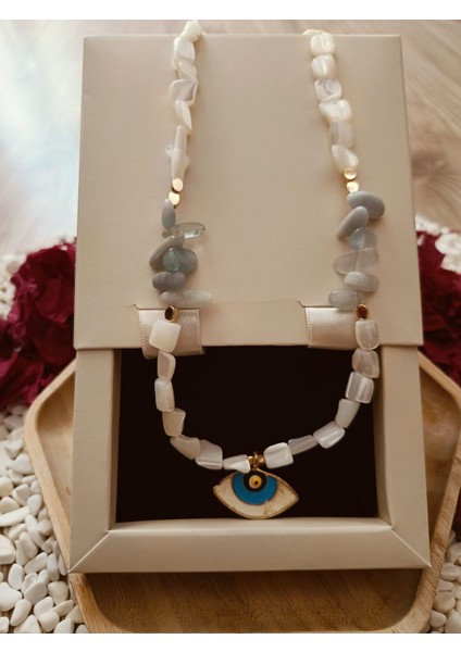 Sedef ve Aquamarin Doğaltaşlı Kolye fiyatları