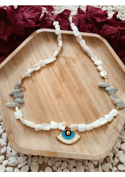 Sedef ve Aquamarin Doğaltaşlı Kolye modelleri