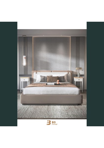 B3CONCEPT Retro Serisi Özel Tasarım Tek Çekmeceli Yatak Yanı Komodin Beyaz & Safir Meşe fırsatları