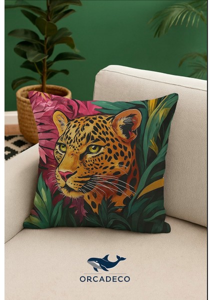 - 2 Adet Leopar Desenli Kırlent Yastık Kılıfı