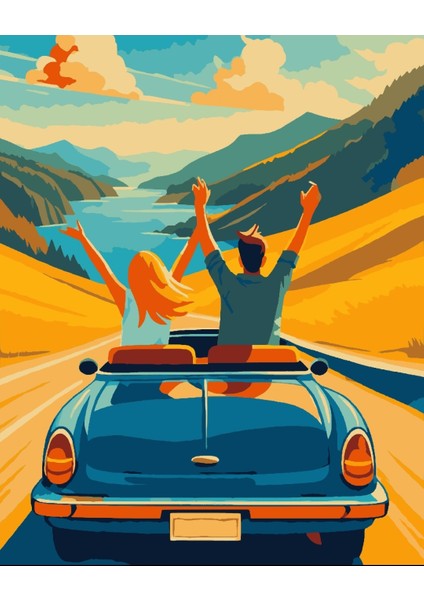 Sayılarla Boyama Seti 40X50 cm (Çıtalı) Fırça Boya Dahil Numaralı Tuval Mavi Arabalar Kız ve Erkek fiyatları