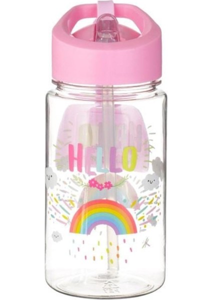 Kız Çocuk Matara Pop Up, Pembe Rainbow, Gökkuşağı Suluk, Isim Etiketli, 440 ml
