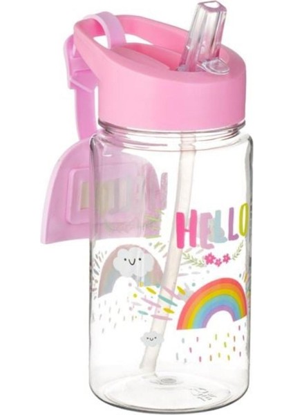 Kız Çocuk Matara Pop Up, Pembe Rainbow, Gökkuşağı Suluk, Isim Etiketli, 440 ml fiyatları