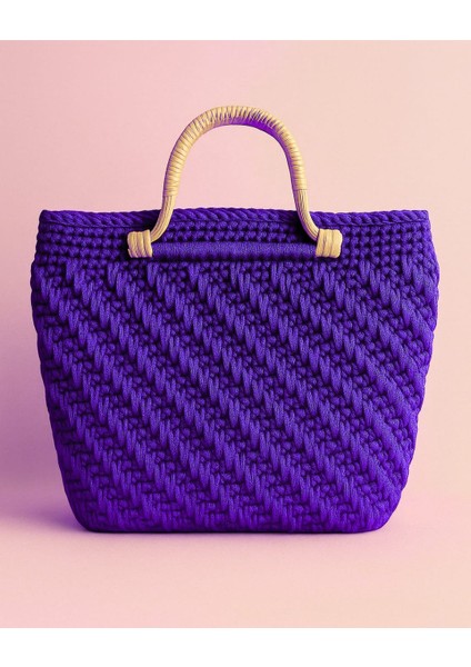 🌸 El Yapımı Makrome Çanta – Renkli Örgü Desen, Şık