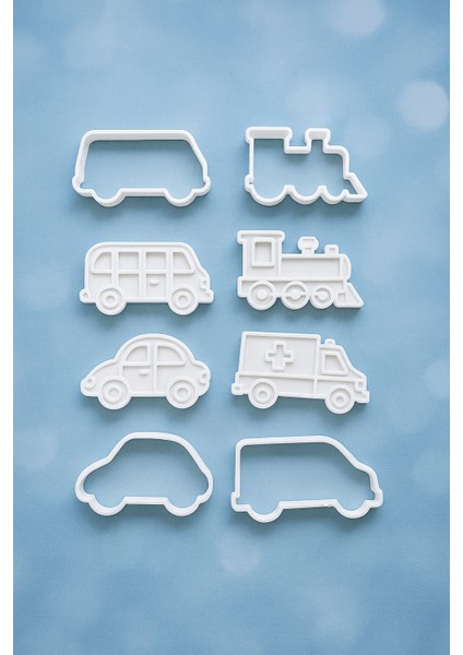 Araç Temalı Kurabiye ve Oyun Hamuru Kalıbı Seti – Tren, Ambulans, Araba, Otobüs fiyatları