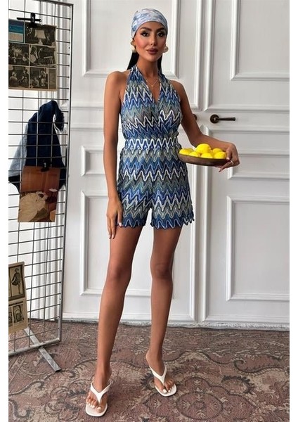 Zikzak Desenli Multi Renk Geçişli Mini Tulum 1365 fiyatları