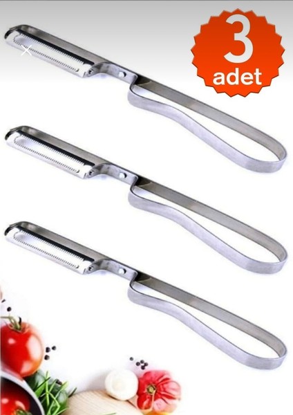 3 Adet Metal Yan Soyacak Patates Sebze Paslanmaz Çelik Sebze Soyacak Aparatı Lüx Domates Soyacağı