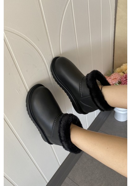 Siyah Su Geçirmez Içi Kürklü Kısa Kadın Hafif Yağmur Botu TMD2025200 modelleri