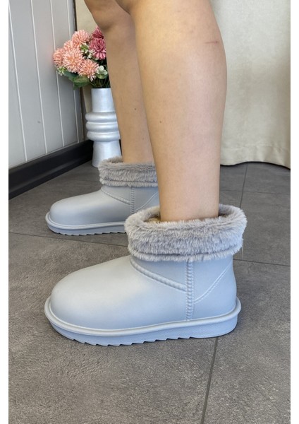 Gri Su Geçirmez Içi Kürklü Kısa Kadın Hafif Yağmur Botu TMD2025200 fırsatları