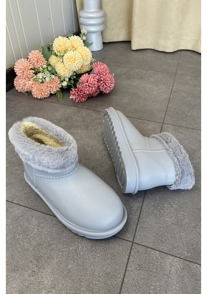 Gri Su Geçirmez Içi Kürklü Kısa Kadın Hafif Yağmur Botu TMD2025200 indirimleri