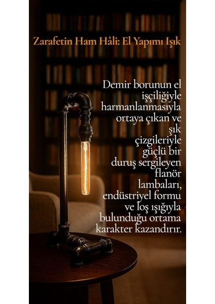 Salkım Endüstriyel Tasarım Demir Boru Masa Lambası‐el Yapımı 20X49 Tek Duy indirimleri