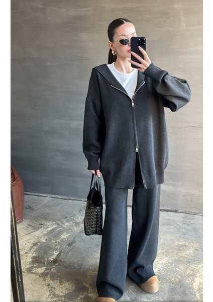 Yeni Sezon Antrasit Çelik Örme Çift Fermuarlı Triko Takım fiyatları