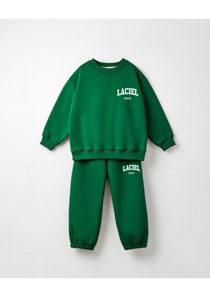 Unisex Çocuk Pamuklu Yeşil Sweatshirt Eşofman Alt-Üst Takım fiyatları