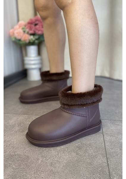 Su Geçirmez Içi Kürklü Kahverengi Kısa Kadın Hafif Yağmur Botu TMD2025200 modelleri