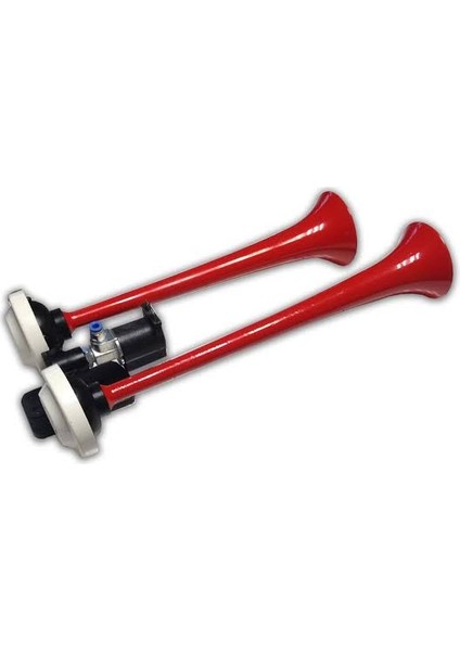 HIDO-540B-24 - Havalı Korna Kırmızı 2 Borulu Metal Düz 24V