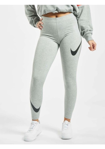 Leggings High Rise Yüksek Belli Pamuk Polyester Ince Siyah Tayt Ct