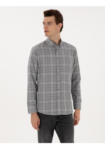 Erkek Gri Regular Fit Uzun Kollu Gömlek 50312371-VR024 modelleri
