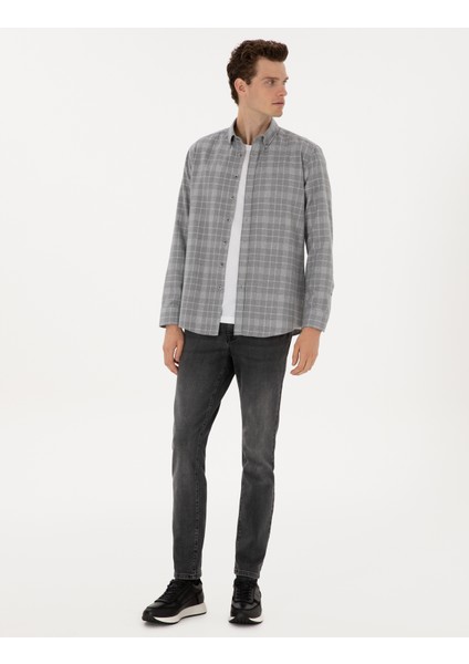 Erkek Gri Regular Fit Uzun Kollu Gömlek 50312371-VR024 fırsatları