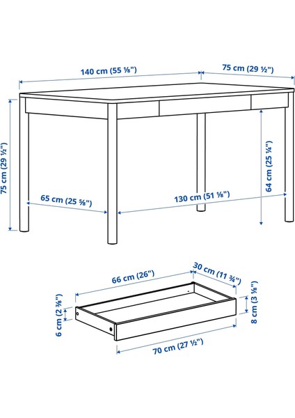 Tonstad Çalışma Masası Kırık Beyaz 140X75 cm modelleri