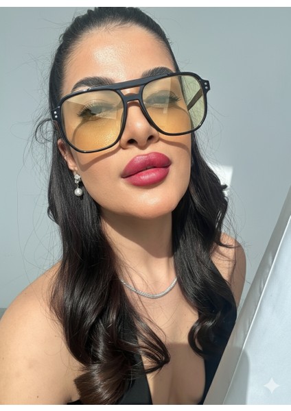 SArı Cam Köprülü Unisex Güneş Gözlüğü Siyah çerçeveli ERkek Kadın Gözlük Colmarsarı
