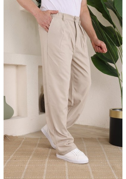 Erkek Beli Lastikli Pileli Baggy Pantolon fiyatları