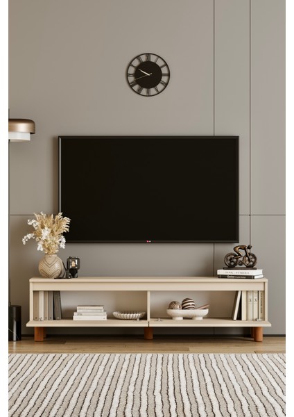 Mila bej Mdf 160 cm Tv Ünitesi-Raflı,kapaklı,ayaklı modelleri