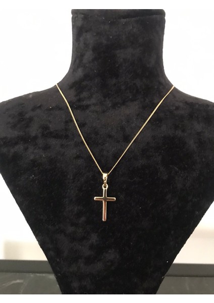 PASLANMAZ ÇELİK GOLD İNCE ZİNCİRL PARLAK SADE MODEL HAÇ KOLYE indirimleri