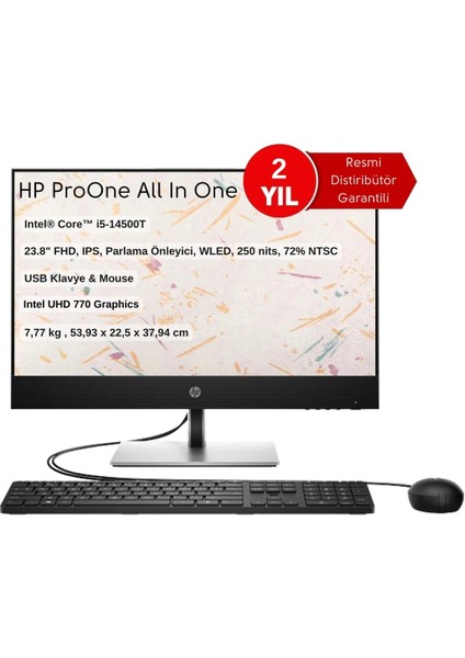 Proone 440 G9 Intel Core I5 14500T 8gb 2tb SSD 23.8"fhd Windows 11 Pro All In One Bilgisayar 9H6X3ET W3