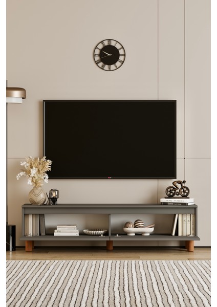 Mila gri Mdf 160 cm Tv Ünitesi-Raflı,kapaklı,ayaklı modelleri
