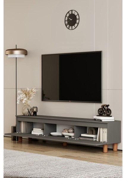 Mila gri Mdf 160 cm Tv Ünitesi-Raflı,kapaklı,ayaklı fırsatları