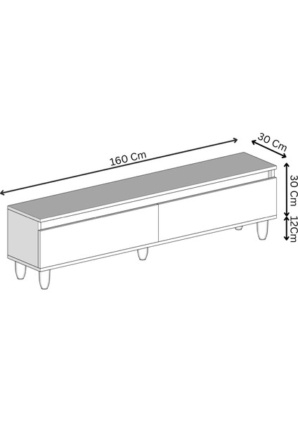 Mila gri Mdf 160 cm Tv Ünitesi-Raflı,kapaklı,ayaklı indirimleri