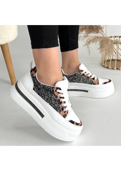 Lawin Beyaz Cilt Siyah Simli Bağcıklı Spor Ayakkabı fırsatları