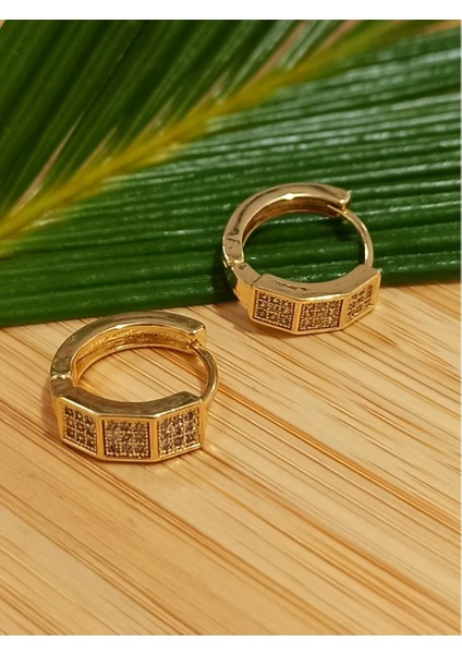 Altın Renk Lüks Gösterişli Figürlü Küçük Yuvarlak Küpe