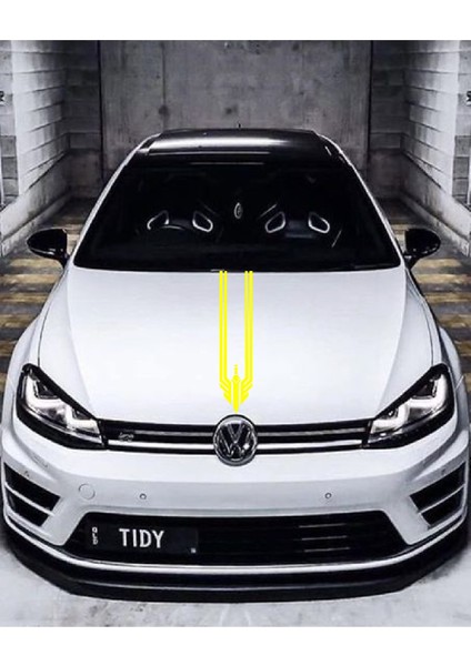 Oto Kaput Özel Yeni Sticker Üçgen Damga Sarı 12*60 cm modelleri