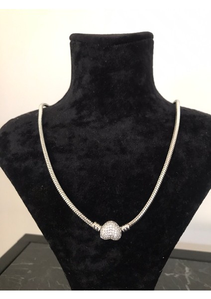 Paslanmaz Çelik Kalın Zincirli Kalp Charmlı Taşlı Parlak Işıltılı Kolye fiyatları