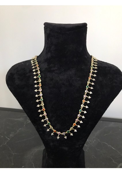 Paslanmaz Çelik KUYUMCU MODEL ÖZEL SERİ ÇİVİLİ RENKLİ TAŞLI KARARMAZ IŞILTILI KOLYE