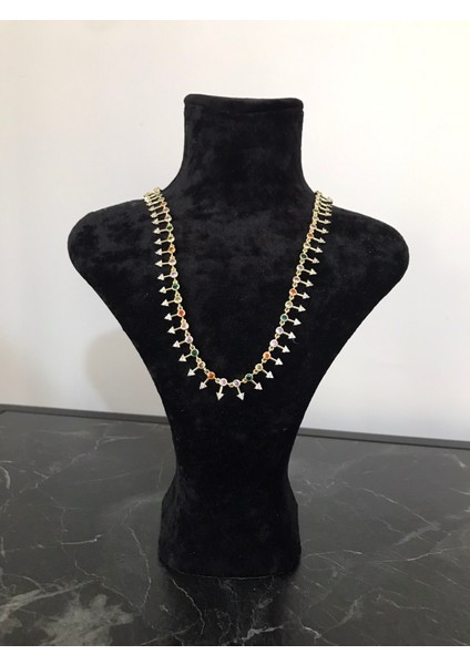 Paslanmaz Çelik KUYUMCU MODEL ÖZEL SERİ ÇİVİLİ RENKLİ TAŞLI KARARMAZ IŞILTILI KOLYE fiyatları