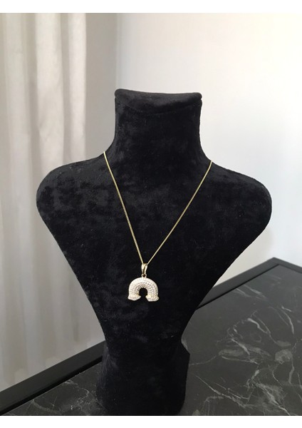 Bulut Desenli Gümüş Renkli Taşlı Işıltılı Parlak ve Kuyumcu Model Kolye