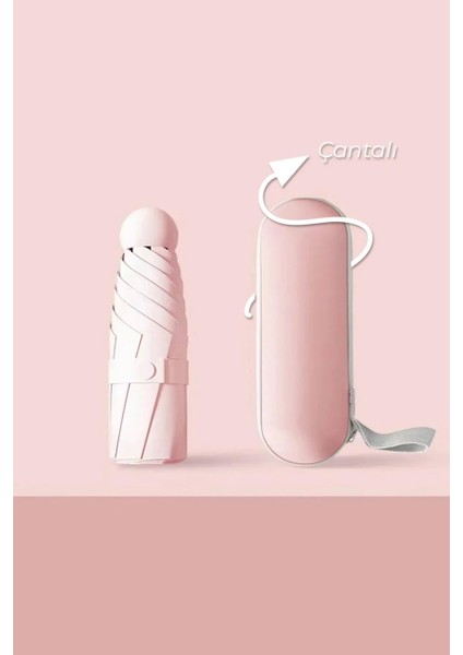 Mini Cep Boy Lüx Şemsiye Uv Korumalı Pembe Mini Şemsiye