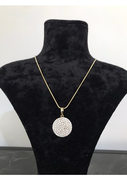 Paslanmaz Çelik Gümüş Renk Yuvarlak Full Taşlı Işıltılı Kuyumcu Model Kolye fiyatları