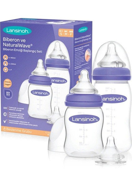 160 ml ve 240 ml Şeffaf Biberon ile Emzik Başlangıç Seti (1-6 Ay+)