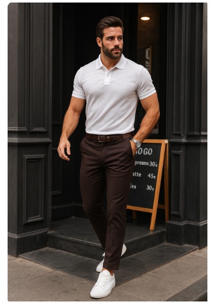 Erkek Düz Kesim Bilek Boy Kumaş Pantolon