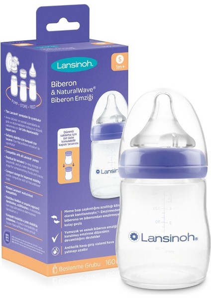 Şeffaf 160 ml Biberon ve Naturalwave® Emzik, 1 Ay+ Güvenle Kullanın