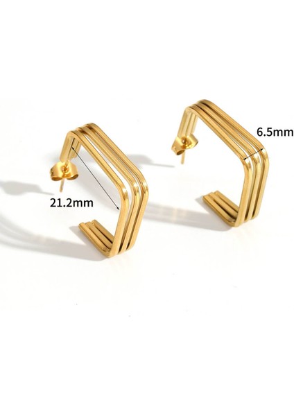 Modern Kare Tasarım Altın Kaplama Kadın Çelik Küpe indirimleri